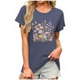 thumbnail image 1 of Vintage Tees for Women s Women's Short Sleeve Crew Neck Sunflower Graphic Printed Summer Tee Vintage T Shirt Cotton Tops Novelty Cool Shirt New L-Dark Blue XL, 1 of 6