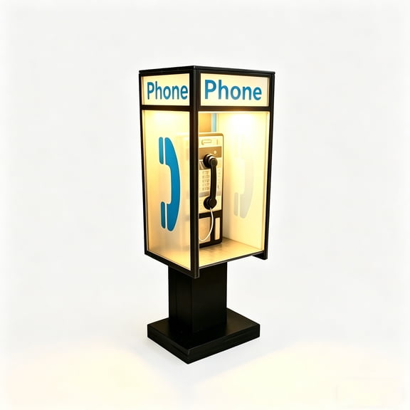 Vintage Telephone Booth Desk Lamp With LED Glow, Nostalgic Mini Table Lamp For Bedroom Decor, 8.66-Inch Collectible Nightlight