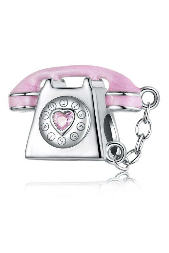Vintage Telephone Charm 925 Sterling Silver Charm, Gift Box Packaging