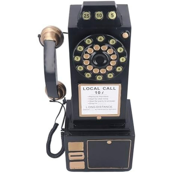 Vintage Telephone, Iron Wall Mounted Vintage Landline Phone with Nostalgic Dial Buttons, for Living Room Bedroom Office Cafe Decor$$Home Decor, Kitchen, & Other