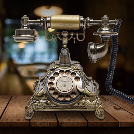 Vintage Telephone Resin Gold Retro Rotary Dial Phone Collections Fast Shipping