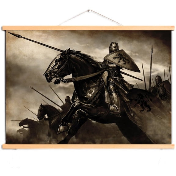 Vintage Templar Knight Wall Art Posters and Prints for Room Office Home Wall Decor - Canvas Scroll Painting Wall Charts Tapestry of Crusader Warrior 8,Multicolor,40X30 CM