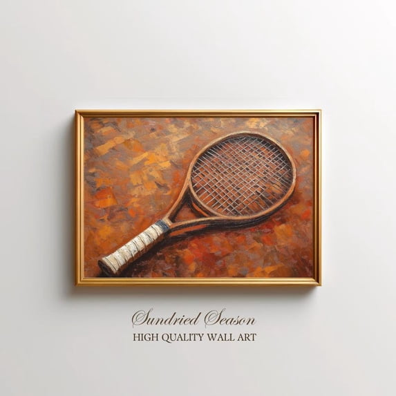 Vintage Tennis Racket Classic Sports Rustic Poster Retro Athlete, Unframed Canvas 24x36in