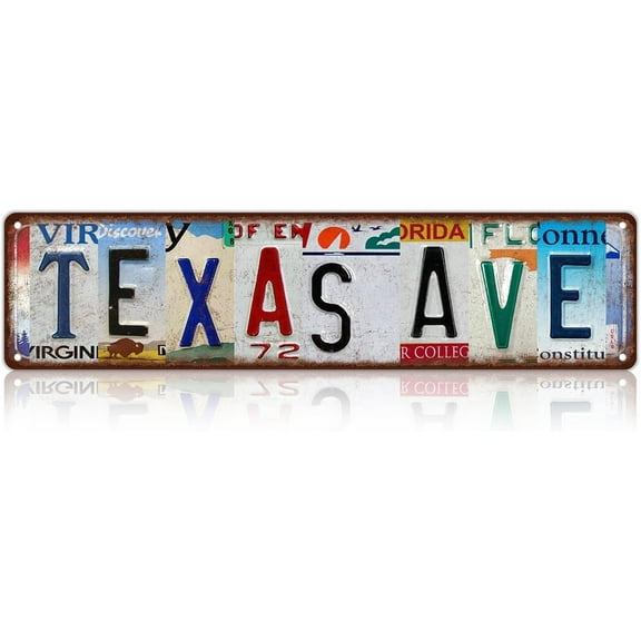 Vintage Texas Ave Wall Decor Street Signs Metal Tin Signs 16 x 4 Inches