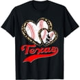 thumbnail image 1 of Vintage Texas Baseball Leopard Heart Baseball Fans T-Shirt Black Large, 1 of 4