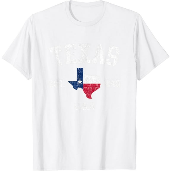 Vintage Texas Est 1845 Texas State Flag Map Texan Pride T-Shirt100% cotton