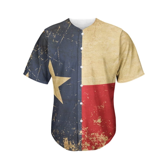 Vintage Texas Flag Print Active Baseball Jersey for Men and Women, American Flag Button Down Women’s Baseball Team Shirts. Gifts for US Independence Day, 4th of July.