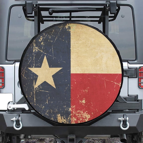 Vintage Texas Flag Pvc Waterproof Fabric Spare Tire Cover, American Flag Tire Cover Weatherproof Protectors For Suv Trailer Truck 14 15 16 17 18In. Gifts For Us Independence Day, 4Th Of July