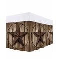 thumbnail image 1 of Vintage Texas Star Bed Skirt Queen Size 18" Drop Brown Wood Grain Wire Ruffled Wrap Around Bed Skirts Adjustable Elastic Bedskirt Dust Ruffle for Queen Size Bed, 1 of 7