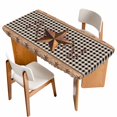 thumbnail image 1 of Vintage Texas Star Brown Table Cloths for 4 Foot Rectangle Tables, Black Plaid Berry Farmhouse Patio Waterproof Elastic Fitted Tablecloths, Washable Rectangular Table Cover for Camping, 1 of 8