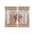 thumbnail image 1 of Vintage Texas Star Wooden Sheer Curtains 45 Inch Length 2 Panels Set for Living Room/Bedroom, Farmhouse Berry Country Kitchen Curtains Grommet Semi-Sheer Curtains Drapes Window Treatments 42"x45"x2, 1 of 7