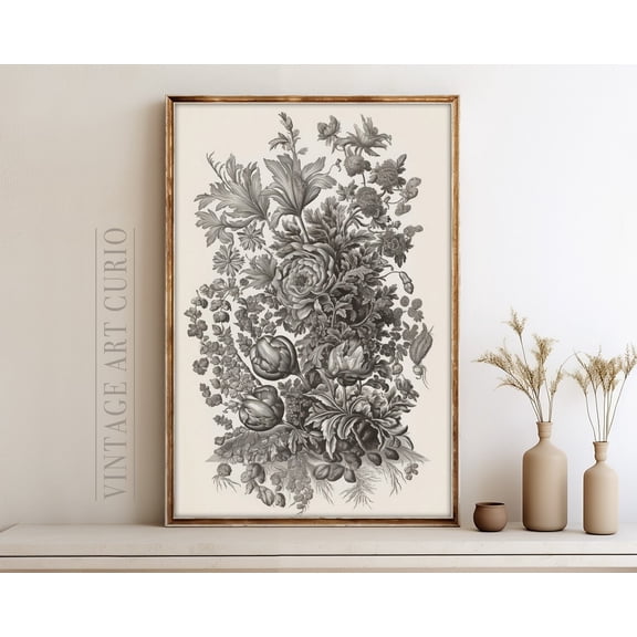 Vintage Textile De Etching, Rustic Country Decor, Ornate Antique Sketch, Vintage Drawing UNFRAMED Poster, Wall Art for Decor, Present, 8x12