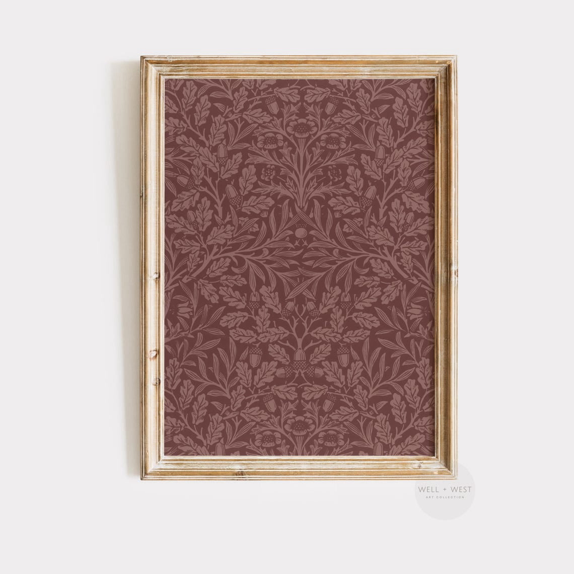 Persian Rug Patters Vintage Textile Wall Art Print, Burgundy Floral Pattern, Pink Flowers ...