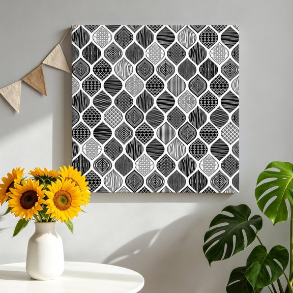 Vintage Texture Canvas Wall Art, Classic Black Stripe Decorative Framed Canvas Wall Decor Picture Print Artwork Decorations for Living Room Office Ready to Hang 8" x 8"
