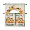 thumbnail image 1 of Vintage Thanksgiving Swag Curtains for Living Room/Bedroom Windows, Orange Pumpkins Rustic Fall Kitchen Curtains and Valances Set 36 Inch Length, Light Filtering Swags Valance Curtain Panels, 1 of 5