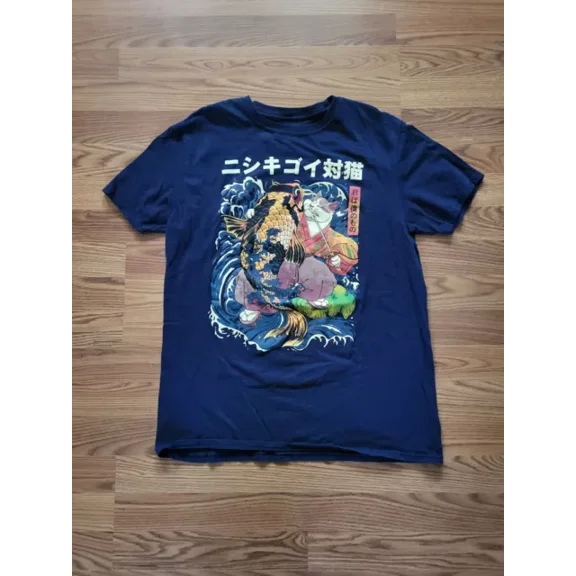 Vintage The Cat And The Koi Roni Saptino T-Shirt Japanese Threadless Largehot Trending Birthday Gifts