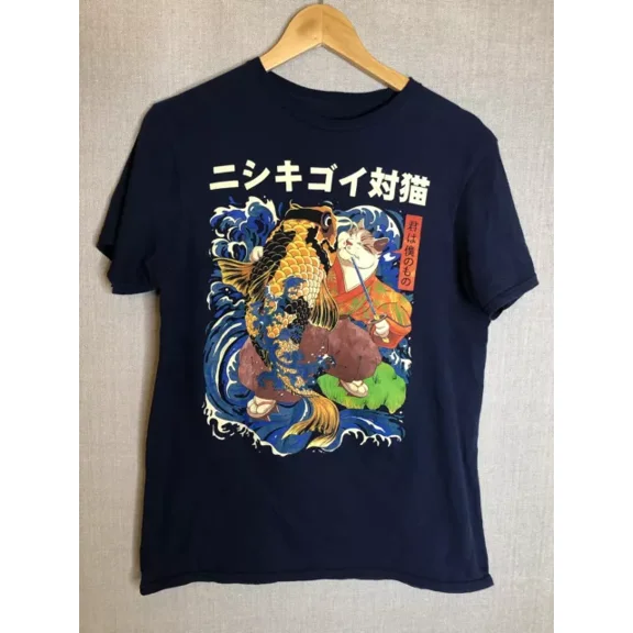 Vintage The Cat And The Koi Roni Saptino T-Shirt Japanese Threadless Mediumhot Trending Birthday Gifts