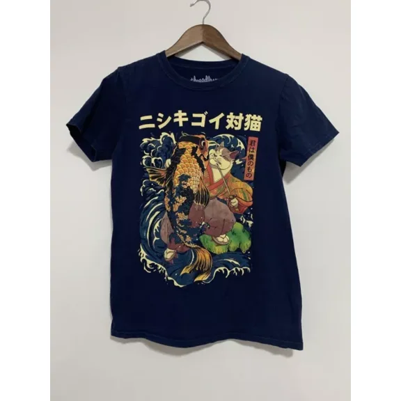Vintage The Cat And The Koi Roni Saptino Vintage Look T Shirt Japanese Threadless Smallhot Trending Birthday Gifts
