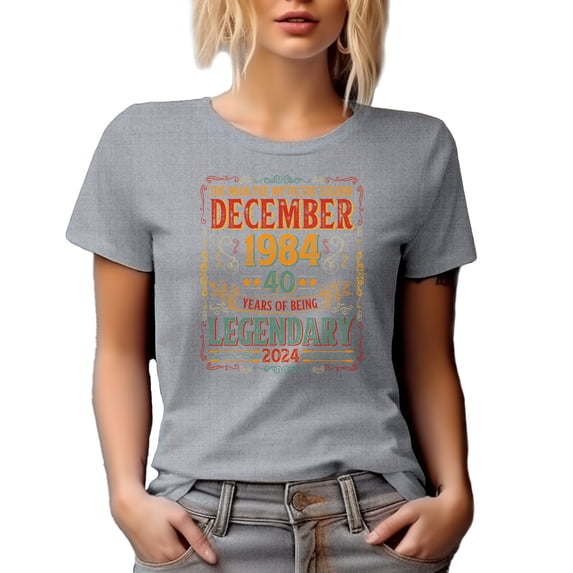 Vintage, The Man, The Myth, The Legend, December 1984, 2024, Heather Grey T-Shirt, 3XL