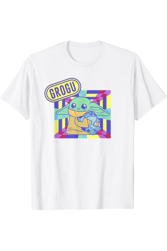 Vintage The Mandalorian Grogu & Frog Psychedelic Art T-Shirt S-5XL - Trending Birrthday Tee Gifts Vintage Tee -Birthday Gifts