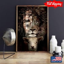 Vintage The Perfect Combination Of Jesus Christ Lion And Lamb 11 x 17 Inch Poster