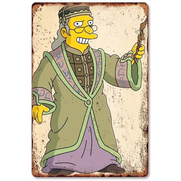 Vintage The Simpsons Metal Plaque Poster Simpson Retro Metal Tin Sign Plaque Wall Decor Gift For Farm Bedroom Bathroom Restaurant Cafe School 8x12 Inch