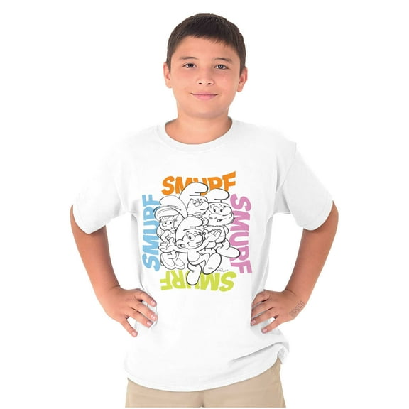 Vintage The Smurfs Cartoon Characters Crewneck T Shirts Boy Girl Teen Brisco Brands X