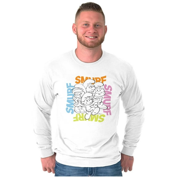 Vintage The Smurfs Cartoon Characters Long Sleeve TShirt Men Women Brisco Brands S