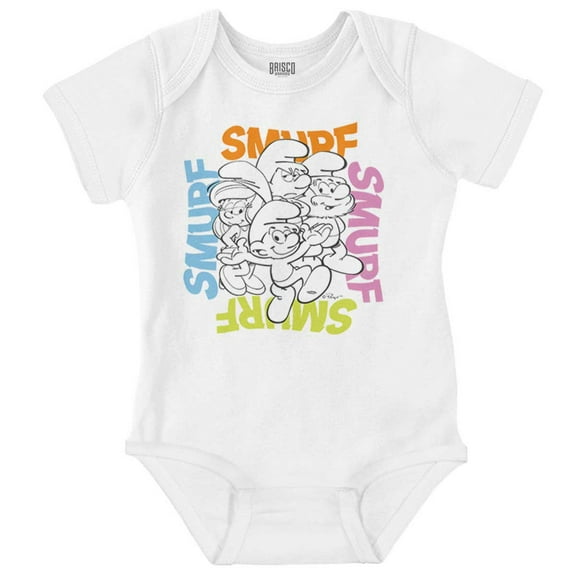 Vintage The Smurfs Cartoon Characters Romper Boys or Girls Infant Baby Brisco Brands NB