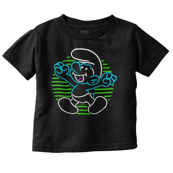 Vintage The Smurfs Cartoon Neon Sign Toddler Boy Girl T Shirt Infant Toddler Brisco Brands 2T