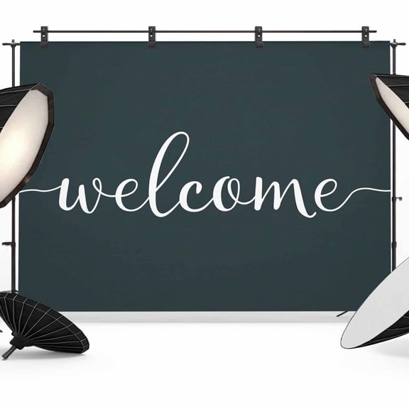 Vintage Theme Backdrop for Photography, Welcome Simple Letter Print Photo Backdrop Portrait Background Party Banner Photo Backgrounds for Studio Booth Props, 7x5ft