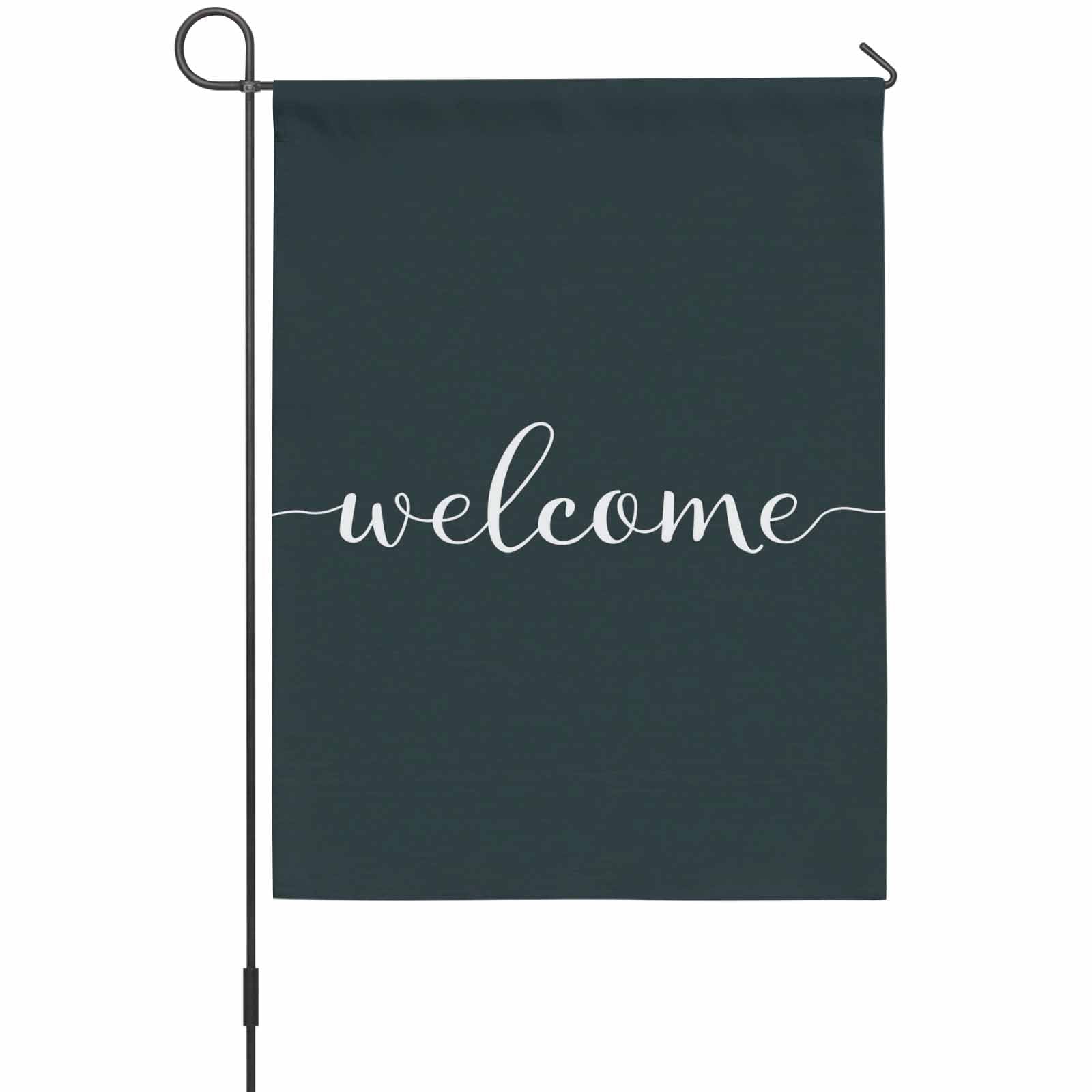 Vintage Theme House Flag 28 x 40 Inches, Welcome Simple Letter Print Weather Proof Outdoor Patio Flags Double Sided Small House Decoration for Yard Lawn Outside Home