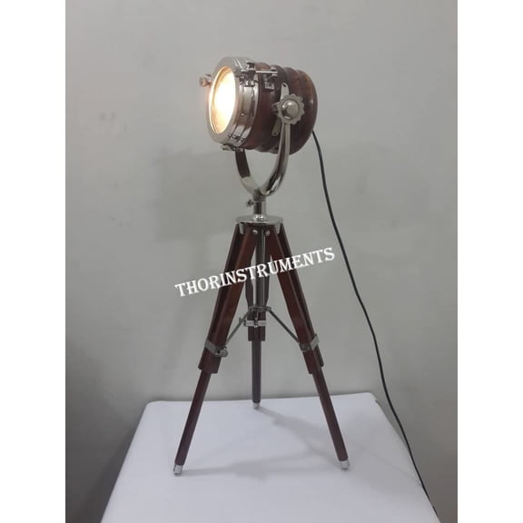 Vintage Theme Model Wooden Spot Light Table Tripod Lamp Stand