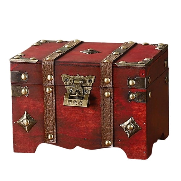 Vintage Themed Security Lock Storage Chest Metal Hardware Large Capacity Organizers For Jewelry Antiques Accessories