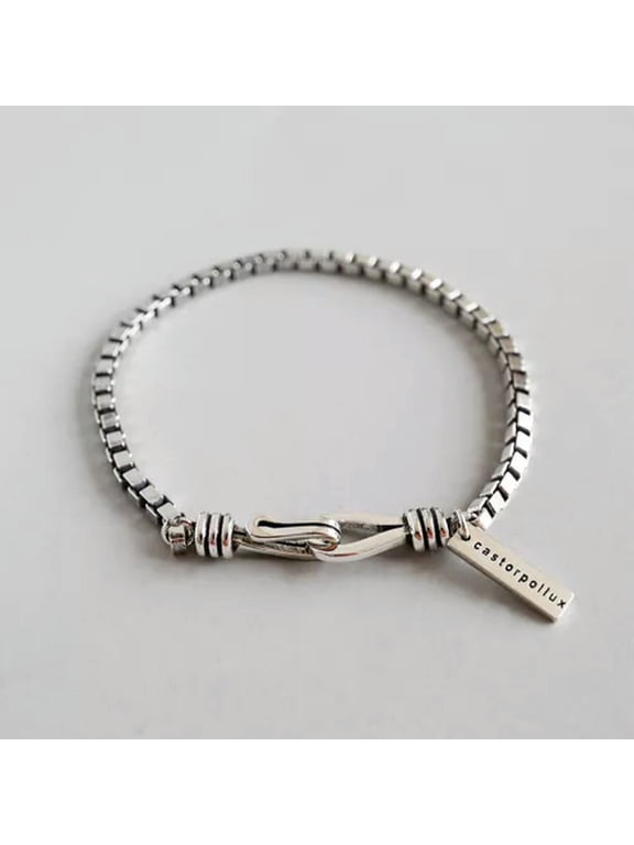 Vintage Thick Box Chain Bracelets Women Solid 925 Sterling Silver Jewelry Gift