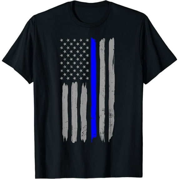 Vintage Thin Blue Line Shirt Police Support USA Flag T-Shirt