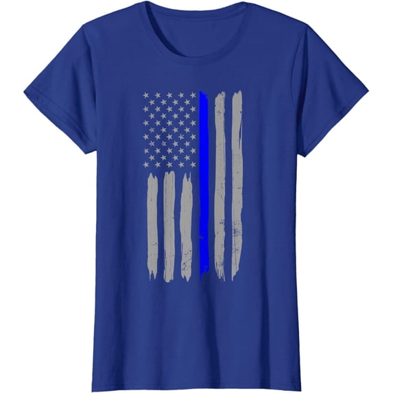 Vintage Thin Blue Line Shirt Police Support USA Flag T-Shirt