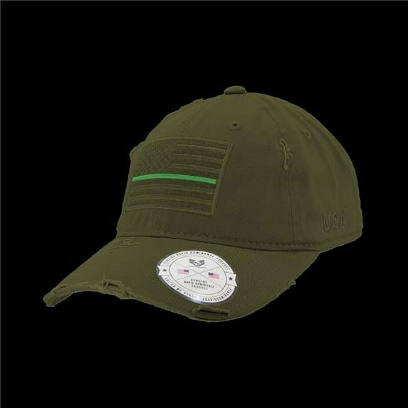 Vintage Thin Green Line Patch Cap, Olive