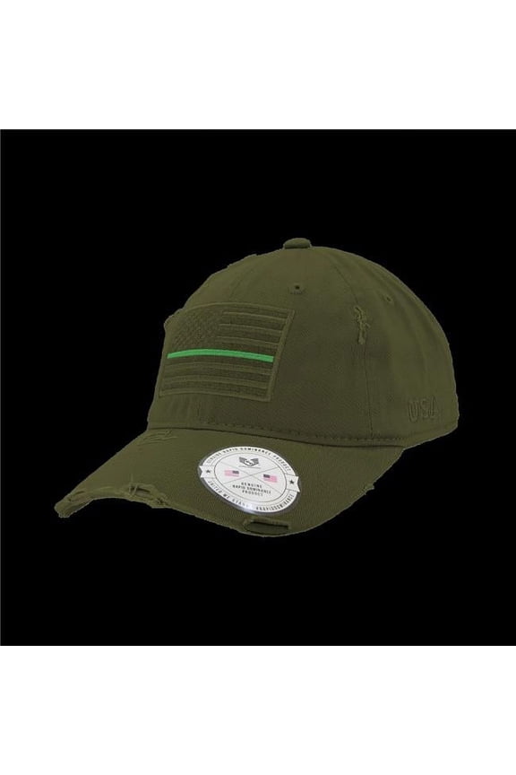 Vintage Thin Green Line Patch Cap, Olive