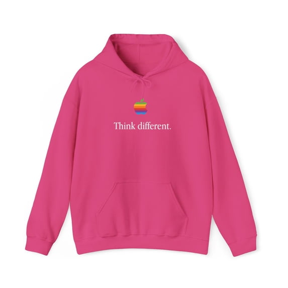 Vintage Think Different Apple Computer Classic Hoodie Sweatshirt Print - M / Heliconia