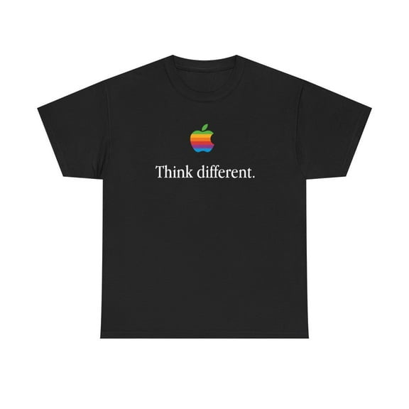 Vintage Think Different Apple Computer Mac Classic Tee T-Shirt Print - Black / L
