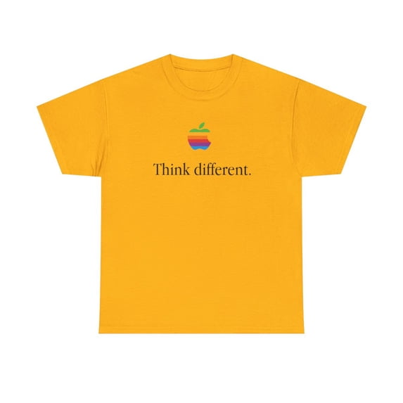 Vintage Think Different Apple Computer Mac Classic Tee T-Shirt Print - Gold / S