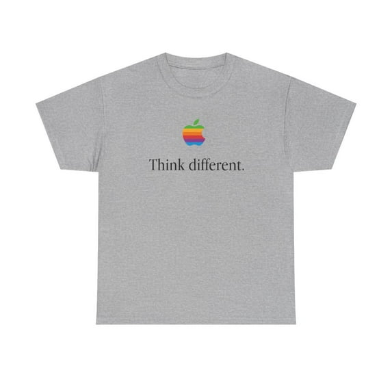 Vintage Think Different Apple Computer Mac Classic Tee T-Shirt Print - Sport Grey / L