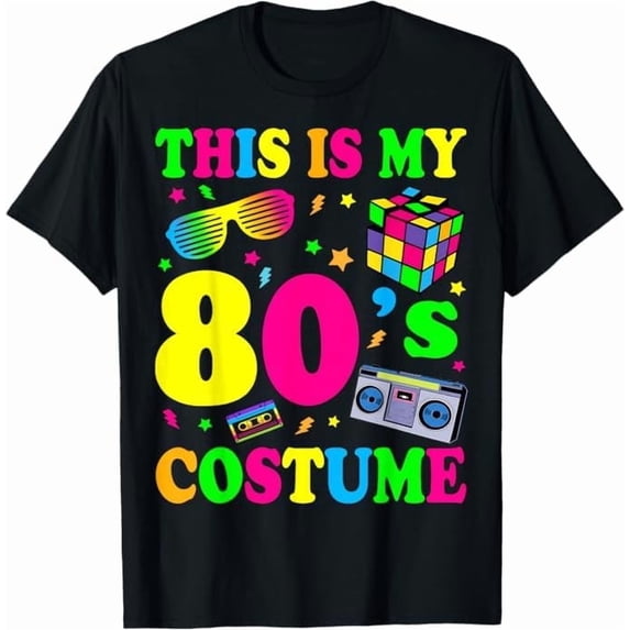 Greenink Vintage This is My 80s Costume T-Shirt 80's Party Costume Outfit Gifts Eighties Retro Tee Unisex Pure Cotton Tshirt Tops