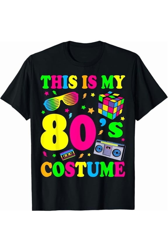 Vintage This is My 80s Costume T-Shirt 80's Party Costume Outfit Gifts Eighties Retro Tee Unisex Pure Cotton Tshirt Tops