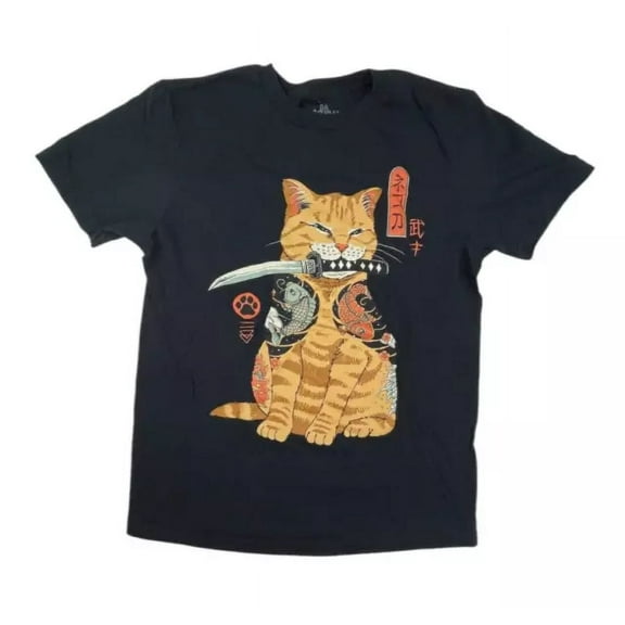 Vintage Threadless Catana Cat Samurai Japanese T-Shirt, Vincent Trinidad Design, Shot Trending Birthday Gifts