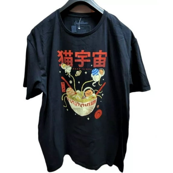 Vintage Threadless Ramen Men'S T-Shirt Neko Space Cat Tee Japanese Black New Xl Best Birthday Gifts