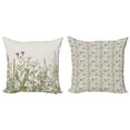 thumbnail image 1 of Ambesonne Vintage Throw Pillow Cover 2 Pack, Field Herbs and Flowers, 24", Eggshell and Multicolor, 1 of 2