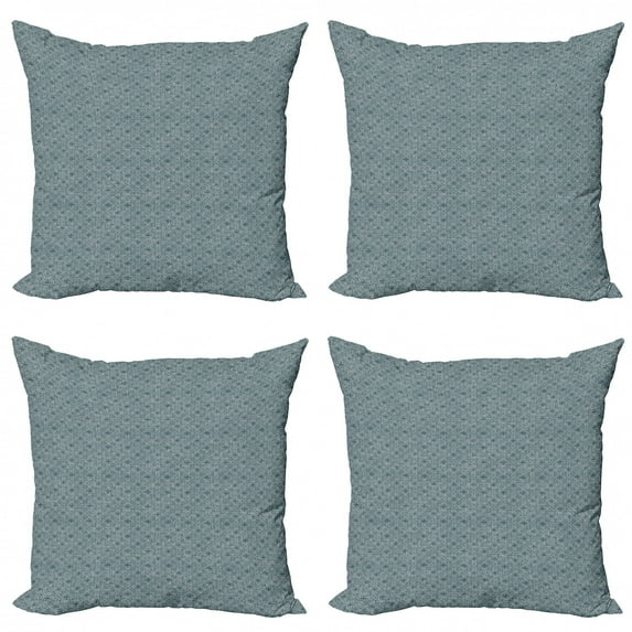 Vintage Throw Pillow Cushion Case Pack of 4, Aboriginal Circular Motifs Curved and Angled Lines Classical Geometric Art, Modern Accent Double-Sided Print, 4 Sizes, Dark Teal Eggshell, by Ambesonne