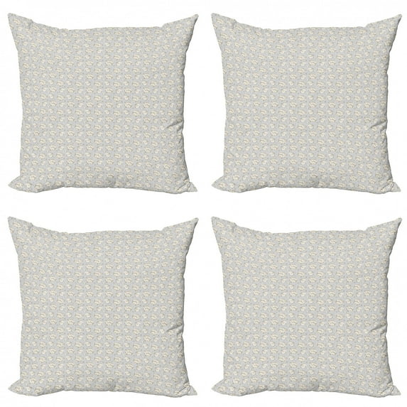 Ambesonne Vintage Throw Pillow Cover 4 Pack, Romantic Roses in Bloom, 20", Reseda Green Blue Grey